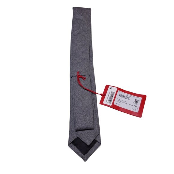 NWT Hugo Boss Men's Narrow Designer Neck Tie Dark Gray Made In Italy Logo - Picture 5 of 7
